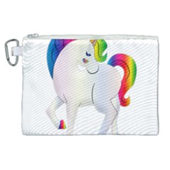 Rainbow Unicorn Unicorn Heart Canvas Cosmetic Bag (xl)