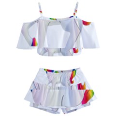 Rainbow Unicorn Unicorn Heart Kids  Off Shoulder Skirt Bikini