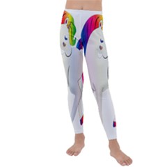 Rainbow Unicorn Unicorn Heart Kids  Lightweight Velour Leggings