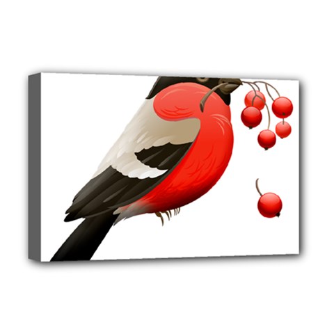 Red Robin Berry Red Berries Bird Deluxe Canvas 18  X 12  (stretched) by Wegoenart