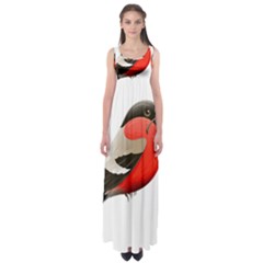 Red Robin Berry Red Berries Bird Empire Waist Maxi Dress by Wegoenart