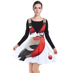 Red Robin Berry Red Berries Bird Plunge Pinafore Dress