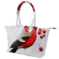 Red Robin Berry Red Berries Bird Canvas Shoulder Bag by Wegoenart