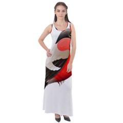 Red Robin Berry Red Berries Bird Sleeveless Velour Maxi Dress