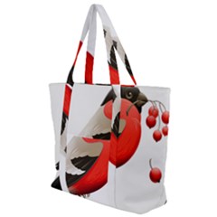 Red Robin Berry Red Berries Bird Zip Up Canvas Bag by Wegoenart