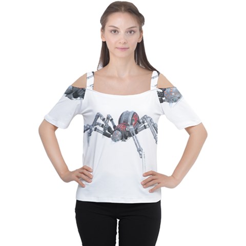 Spider Arachnid Animal Robot Cutout Shoulder Tee by Wegoenart