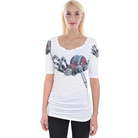 Spider Arachnid Animal Robot Wide Neckline Tee by Wegoenart