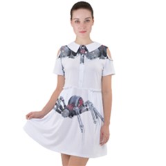 Spider Arachnid Animal Robot Short Sleeve Shoulder Cut Out Dress 