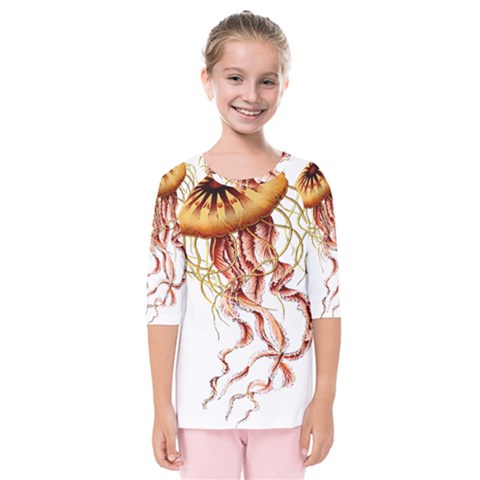 Animal Art Forms In Nature Jellyfish Kids  Quarter Sleeve Raglan Tee by Wegoenart