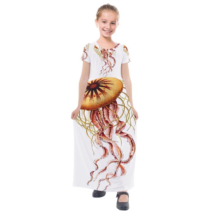 Animal Art Forms In Nature Jellyfish Kids  Short Sleeve Maxi Dress