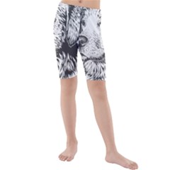 Dog Animal Domestic Animal Doggie Kids  Mid Length Swim Shorts by Wegoenart