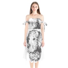 Dog Animal Domestic Animal Doggie Shoulder Tie Bardot Midi Dress by Wegoenart