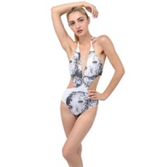 Dog Animal Domestic Animal Doggie Plunging Cut Out Swimsuit