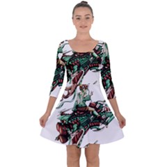 Furry Rocket Spaceship Fairy Quarter Sleeve Skater Dress