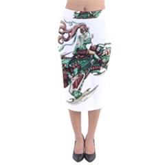 Furry Rocket Spaceship Fairy Velvet Midi Pencil Skirt