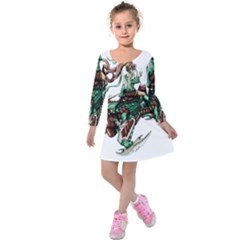 Furry Rocket Spaceship Fairy Kids  Long Sleeve Velvet Dress by Wegoenart