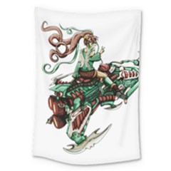 Furry Rocket Spaceship Fairy Large Tapestry by Wegoenart