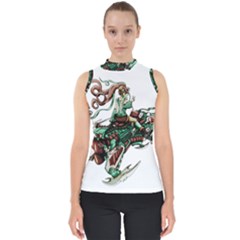 Furry Rocket Spaceship Fairy Mock Neck Shell Top