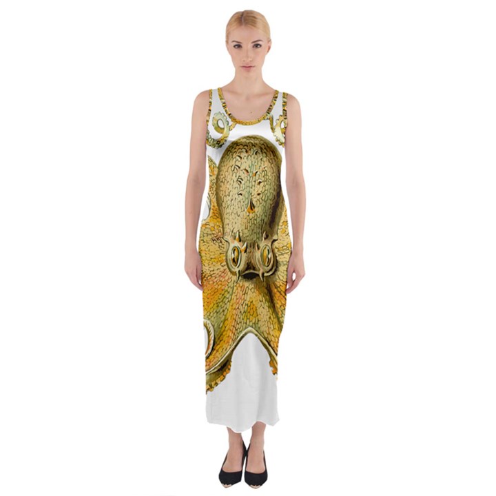 Animal Art Forms In Nature Clips Fitted Maxi Dress