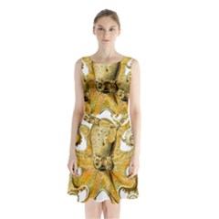 Animal Art Forms In Nature Clips Sleeveless Waist Tie Chiffon Dress