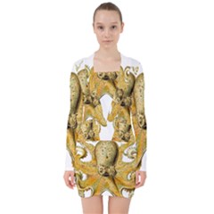 Animal Art Forms In Nature Clips V-neck Bodycon Long Sleeve Dress