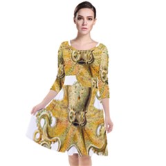 Animal Art Forms In Nature Clips Quarter Sleeve Waist Band Dress