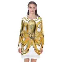 Animal Art Forms In Nature Clips Long Sleeve Chiffon Shift Dress 