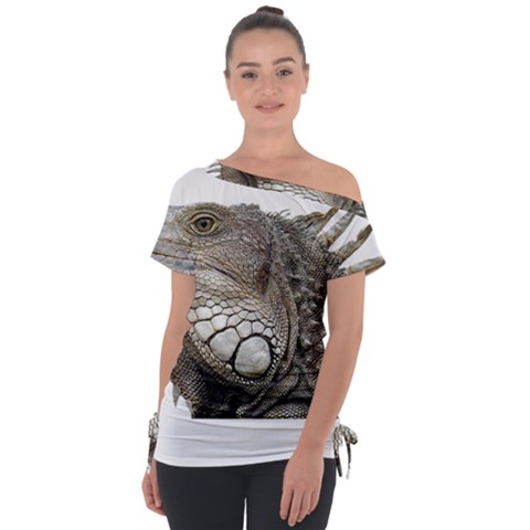 Iguana Portrait Profile Close Up Tie-up Tee by Wegoenart