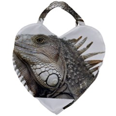 Iguana Portrait Profile Close Up Giant Heart Shaped Tote by Wegoenart