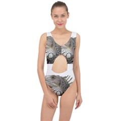 Iguana Portrait Profile Close Up Center Cut Out Swimsuit