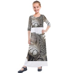 Iguana Portrait Profile Close Up Kids  Quarter Sleeve Maxi Dress