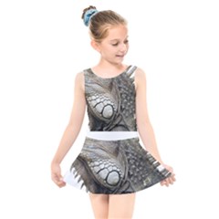 Iguana Portrait Profile Close Up Kids  Skater Dress Swimsuit