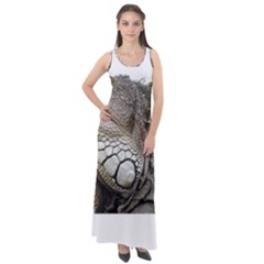 Iguana Portrait Profile Close Up Sleeveless Velour Maxi Dress by Wegoenart