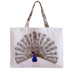 Peacock Colorful Bird Feather Blue Zipper Mini Tote Bag by Wegoenart