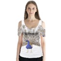 Peacock Colorful Bird Feather Blue Butterfly Sleeve Cutout Tee  View1