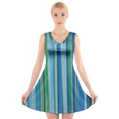 Painted Stripe V-neck Sleeveless Dress by dressshop