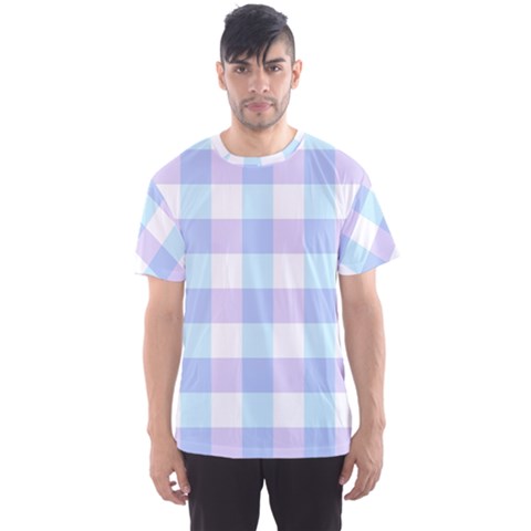 Gingham Duo Aqua On Lavender Men s Sports Mesh Tee by retrotoomoderndesigns