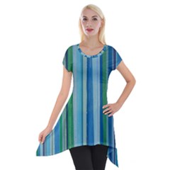 Painted Stripe Short Sleeve Side Drop Tunic by dressshop