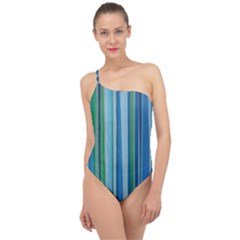 Painted Stripe Classic One Shoulder Swimsuit