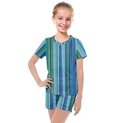 Painted Stripe Kids  Mesh Tee And Shorts Set