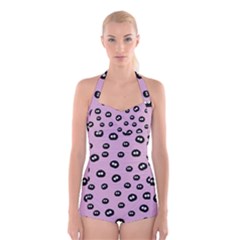 Totoro - Soot Sprites Pattern Boyleg Halter Swimsuit  by Valentinaart