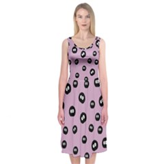 Totoro - Soot Sprites Pattern Midi Sleeveless Dress by Valentinaart