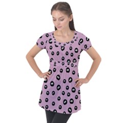 Totoro - Soot Sprites Pattern Puff Sleeve Tunic Top