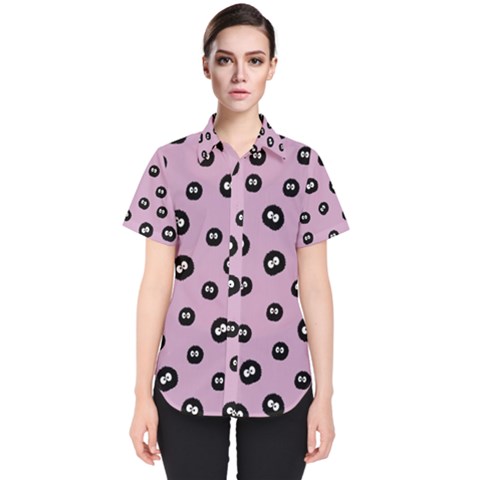 Totoro - Soot Sprites Pattern Women s Short Sleeve Shirt by Valentinaart