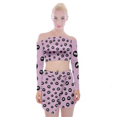 Totoro - Soot Sprites Pattern Off Shoulder Top With Mini Skirt Set by Valentinaart