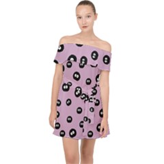 Totoro - Soot Sprites Pattern Off Shoulder Chiffon Dress