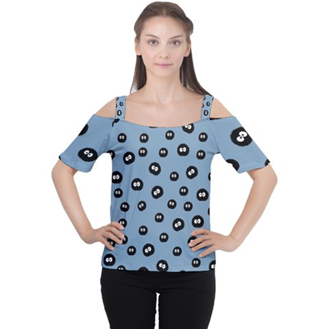 Totoro - Soot Sprites Pattern Cutout Shoulder Tee by Valentinaart