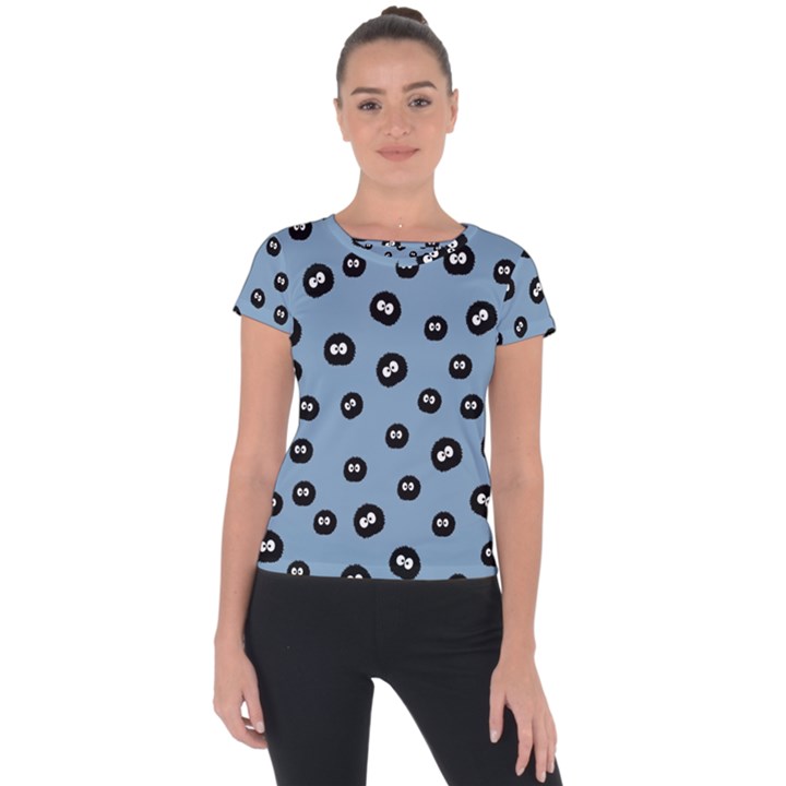 Totoro - Soot Sprites Pattern Short Sleeve Sports Top 