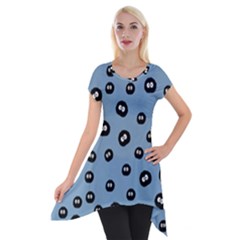 Totoro - Soot Sprites Pattern Short Sleeve Side Drop Tunic by Valentinaart