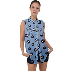 Totoro - Soot Sprites Pattern Sleeveless Chiffon Button Shirt